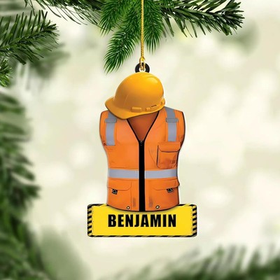 Christmas Ornament  Personalized Construction Worker Ornament  Xmas Ornament