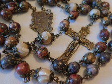 Catholic Rosary Eucharist Chalice First Communion Mother of Pearl Handmade