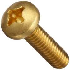#2-56 X 1/4" Machine Screws, Pan Phillips Drive, Full Thread, Brass, 100 ct