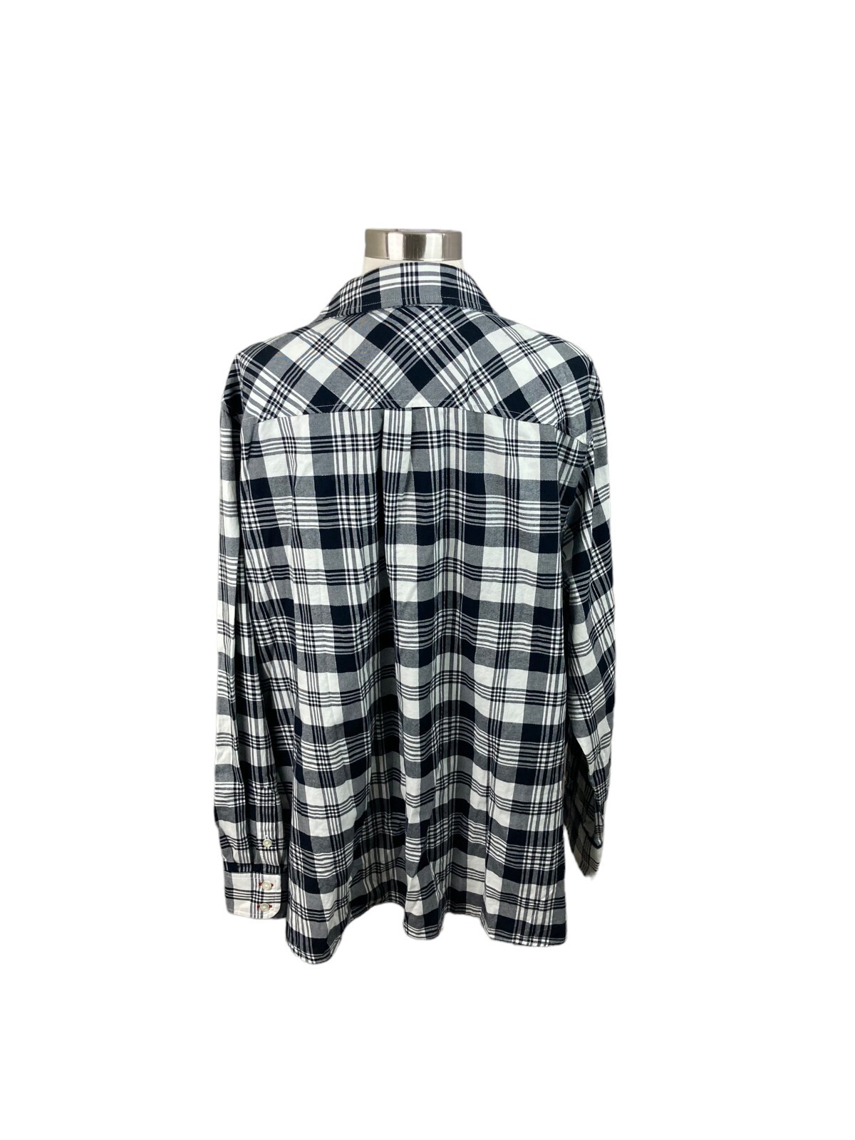 Talbots 3X Black White Silver Thread Plaid Flanne… - image 3