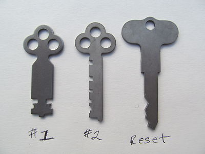 National Cash Register Keys #1,#2,& Reset key. Fits 300 class