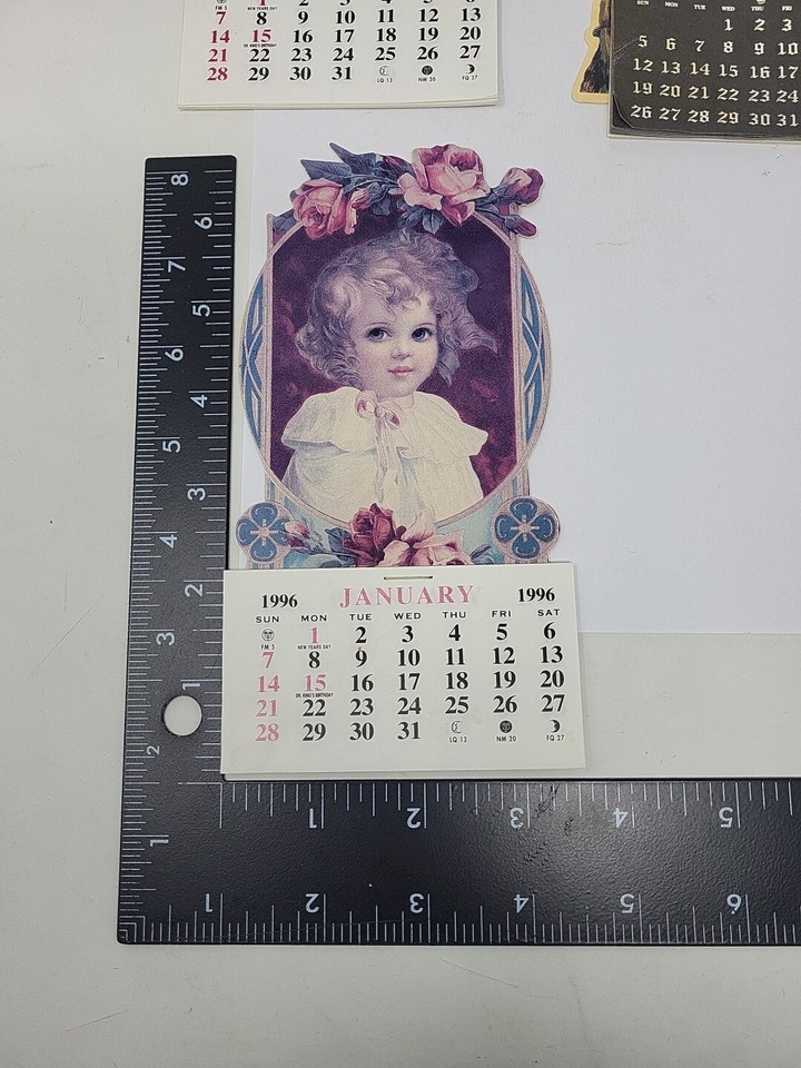 1990s VTG Victorian Calendar Lot Girl Dog Parasol Cat Raggedy Ann Andy