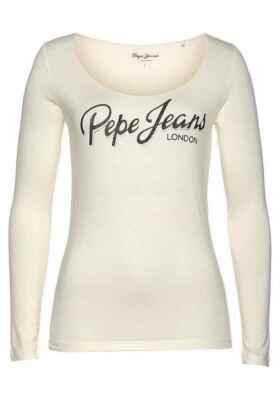 Pepe Jeans London Damen Langarm-Shirt New NEU Sue Ro weiß blau offwhite marine