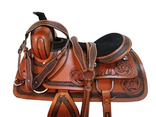 ARABIAN HORSE WESTERN SADDLE 15 16 17 18 PLEASURE TRAIL FLORAL TOOLED LEATHER