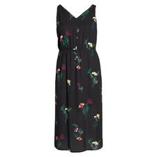 NWT Womens Plus Size 1X Vince Camuto Black Tropical Garden Midi Sleeveless Dress