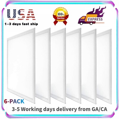 6Pack 2X2FT LED Panel Light 45W Drop Ceiling Troffer Flat Fixtures 5000K white