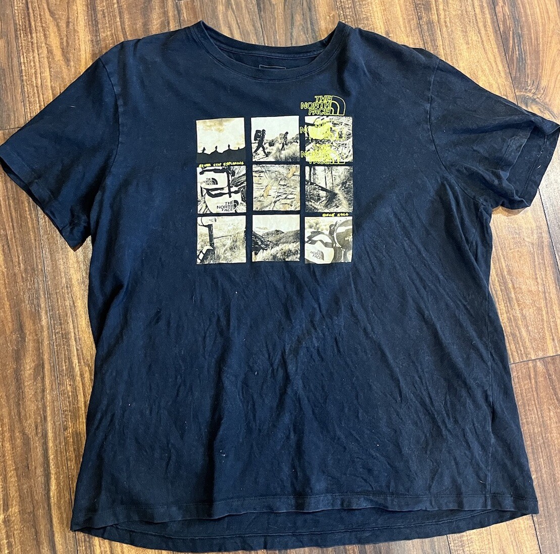 The North Face Mens XXL Black Short Sleeve 9 Panel Shirt Never Stop Exploring