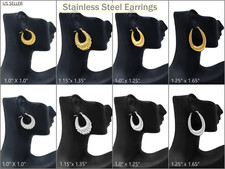 18K Gold Plated Stainless Steel Textured Oval Hoop Pin-Catch Waterproof Earrings
