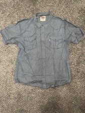 Levi  s Men  s Large Short Sleeve Snap Button Shirt Blue Western Style