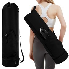 Yoga Mat Bag with Water Bottle Pocket and Bottom Wet Pocket, Exercise Yoga Ma...