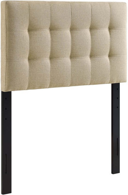 Twin Headboard Linen Fabric Upholstered Tufted Beige Adjustable Height Bedroom
