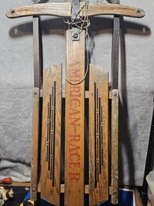Vintage AMERICAN ACME  Wood Metal Snow Sled # 336