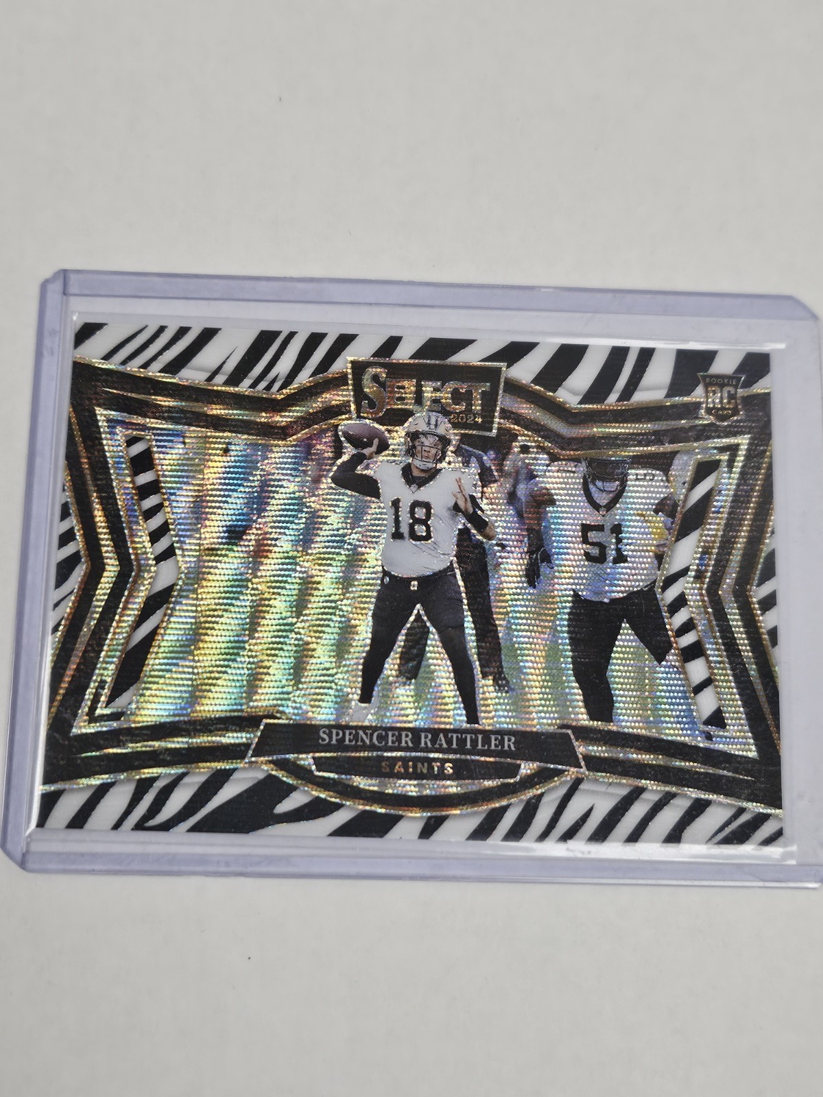 2024 Panini Select - Field Level Spencer Rattler #493 Zebra Prizm (RC)
