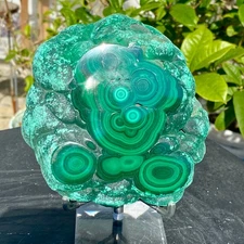 1.41LB Natural malachite slices quartz crystal mineral specimens reiki+BASE.