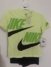 NIKE Shirt Shorts 2 Piece Green Logo Set Boys Size 6 NWT
