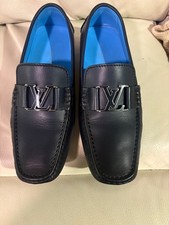 Louis Vuitton Blue Leather Logo Loafers Comfo...