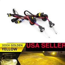 2x H1 Yellow Hid Replacement Hid Light Bulbs 3000k 3k Opt7 Xenon Bulb Pair New