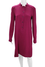 Gucci Womens Purple Silk Shirt Dress Mock Neck Knee Length Size 42