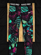 Nike Pro Girls Dri-FIT Floral Print Pull-On Leggings Size M AQ8825-343
