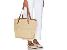 $258. Rag & Bone Daily Straw Shoulder Tote Natural Gold