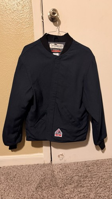 #ad Bulwark FR Navy Cotton Work Jacket Size M and M JNS4 Security Construction $80.00