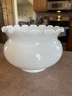 Milk Glass Petticoat Ruffled Edge Lamp Lighting Shade 4” Fitter Vntg