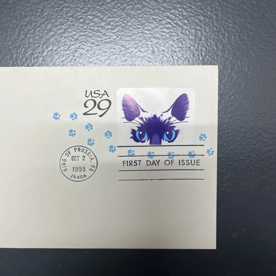 1993 Kittens Siamese Cat Eye stationery 29c Sc U630 FDc with Fleetwood cachet - Image 4 of 4