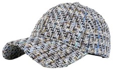 Women's Stylish Plaid Tweed Baseball Cap Fall Winter Classic Casual Dad Blue