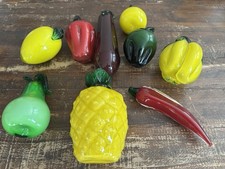 Vintage Murano Style Hand Blown Glass Fruit Vegetable Lot Of 9