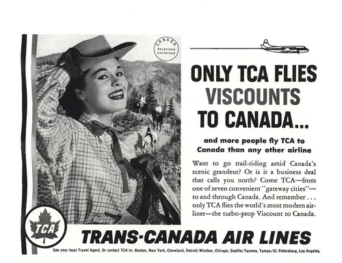 1957 Trans-Canada Air Lines: Cowgirl Vintage Print Ad
