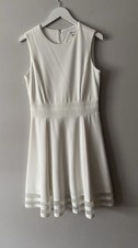 Calvin Klein Women's Sleeveless Solid White Dress Knee Length Size 10 Lined Zip