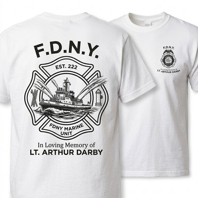 FDNY Marine 9 T-Shirt, Vintage Streetwear Tee Honoring New York Firefighters, Pa