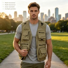 Breathable Mesh Fishing Vest Summer Work Travel Vest With Zipper Pockets