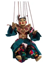 Traditional Thai String Puppet (Hun Krabok) - Handmade Folk Art Doll