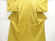 7653570: JAPANESE KIMONO / ANTIQUE KIMONO / SILK / HAND WOVEN TSUMUGI / STRIPE