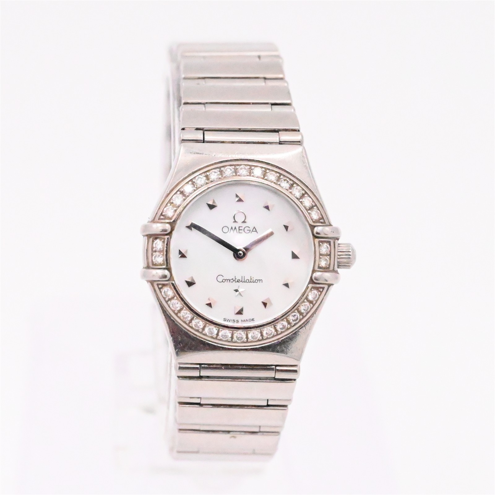 LADIES QUARTZ OMEGA DIAMOND WRISTWATCH BEZEL STEEL CONSTELLATION STAINLESS - vintagewatches.pk