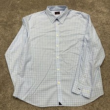 UNTUCKit Collato WF Shirt Men's XL Blue Plaid Wrinkle Free 100 Cotton Button Up