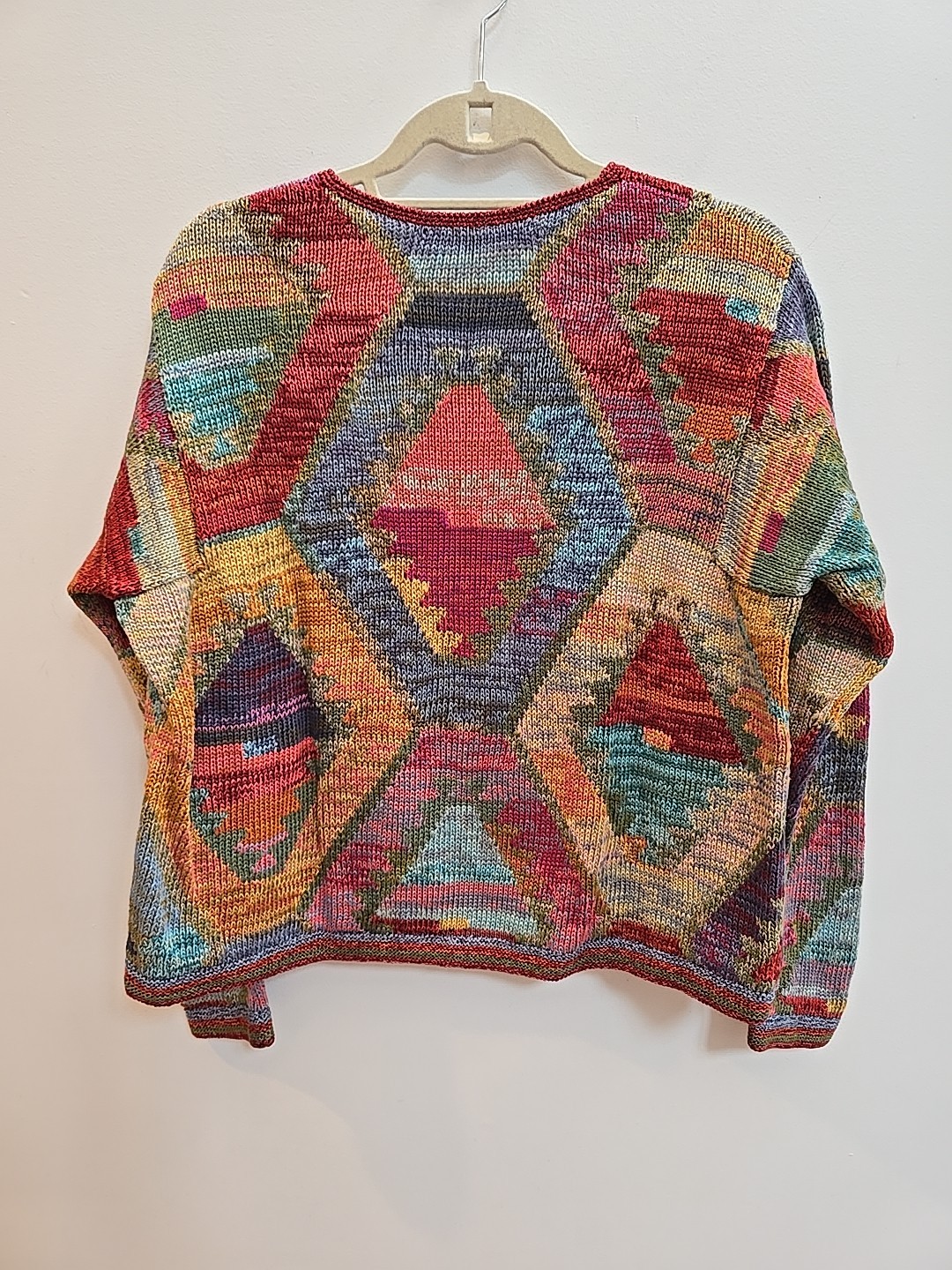 PERUVIAN CONNECTION Multicolor Patchwork Knit V N… - image 8