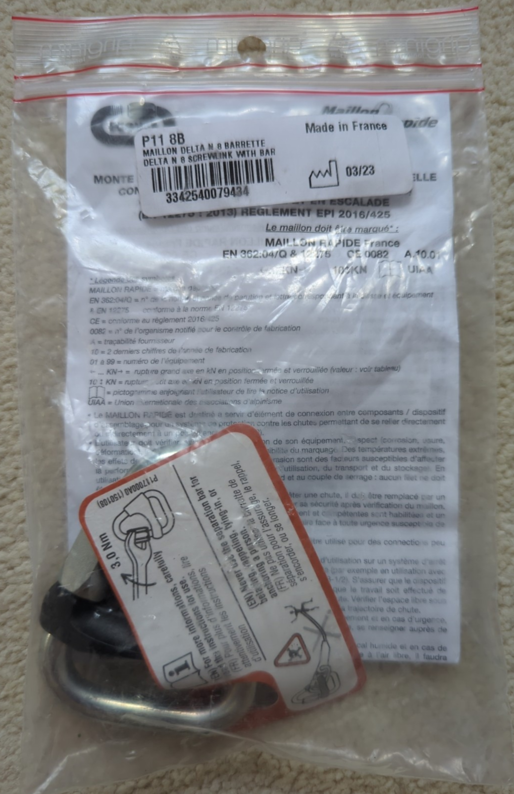 Peguet 8mm Delta Maillon Rapide Petzl P11 8B - New