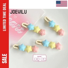 Pastel Star Hair Clips Cute 3 Color Kawaii Barrettes For Girls Long Wavy BB