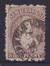 NEW ZEALAND EARLY 1871&ndash;73 1d Brown QV CHALON STAR WMK USED SG 132a (SK22.5)