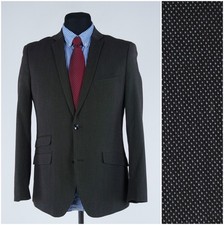 Mens Birdseye Blazer 40R UK Size OVS Dark Brown Sport Coat Jacket
