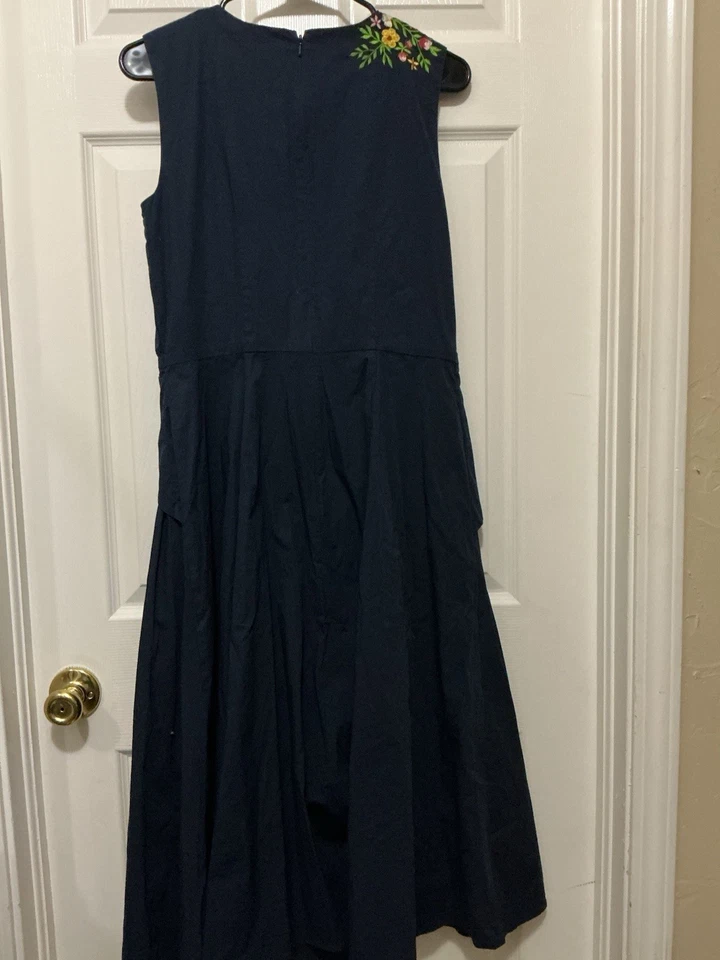Wayward Fancies Dark Blue Embroidered Dress Fit & Flare M Maxi  - Image 2 of 4