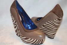 NEW! NIB! POETIC LICENSE Mushroom Leather BODY LOVE Tiger Wedge Heel 8.5 $129