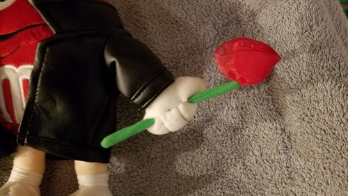 M&M's Valentine Galerie Red Black Leather Jacket w/ Rose Plush 8" Poseable NEW - Picture 9 of 17