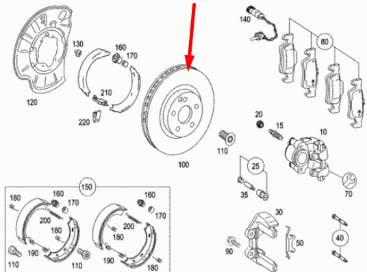 MERCEDES-BENZ S-CLASS W221 Rear Brake Disc A2214230412 3.0 Diesel 