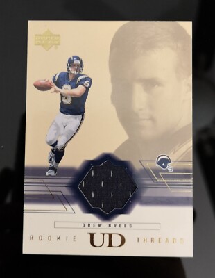 DREW BREES RC   2001 Upper Deck Rookie Threads Jersey Patch #RT-DB Relic SP