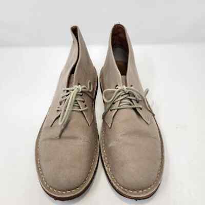 Lands End Mens Tan Khaki Canvas Chukka Boots Size 8 Lace Up 