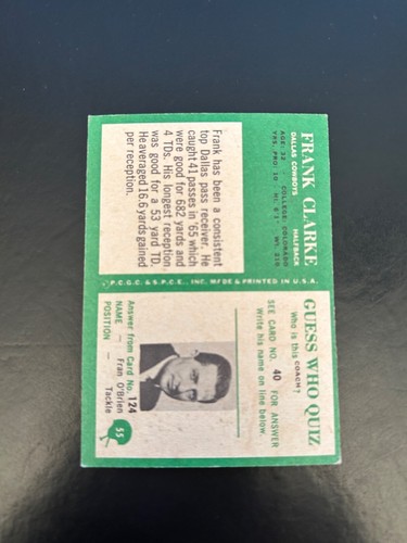 1966 PHILADELPHIA FOOTBALL #55 FRANK CLARKE!! $1 SHIPPING!! - Picture 2 of 2