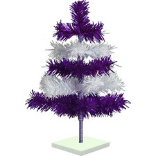 Shiny Purple and Matte White Layered Tinsel Christmas Tree Stand Included